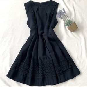 NWOT, Korean navy blue lace detail A line dress, XS